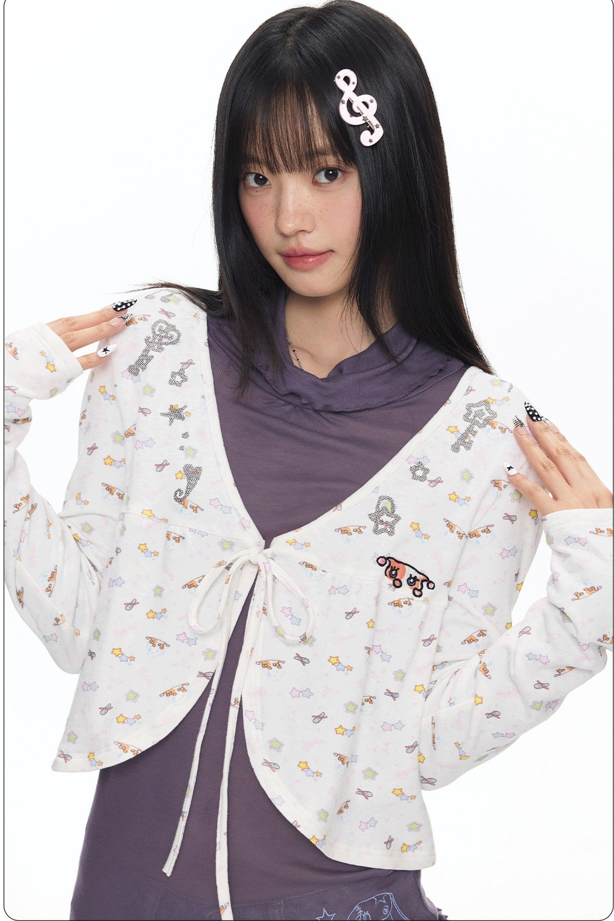 Snowflake Embroidered Cashmere Cardigan