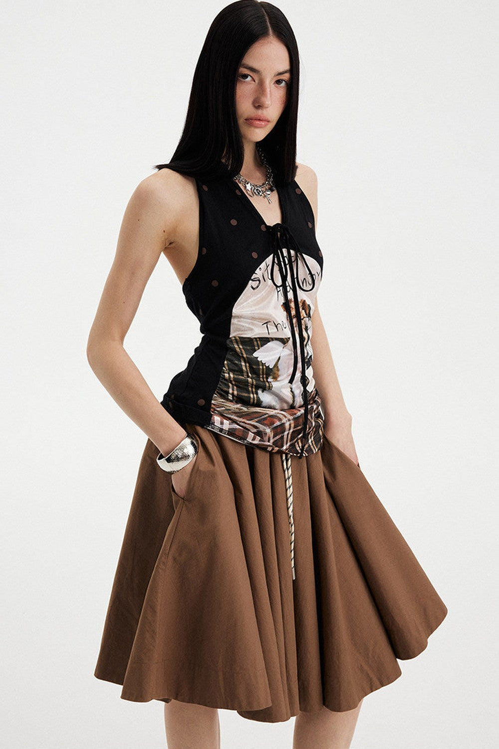 Low Waist Solid A-Line Skirt