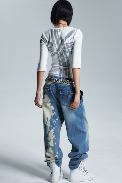 Asymmetrical Neckline Printed Top