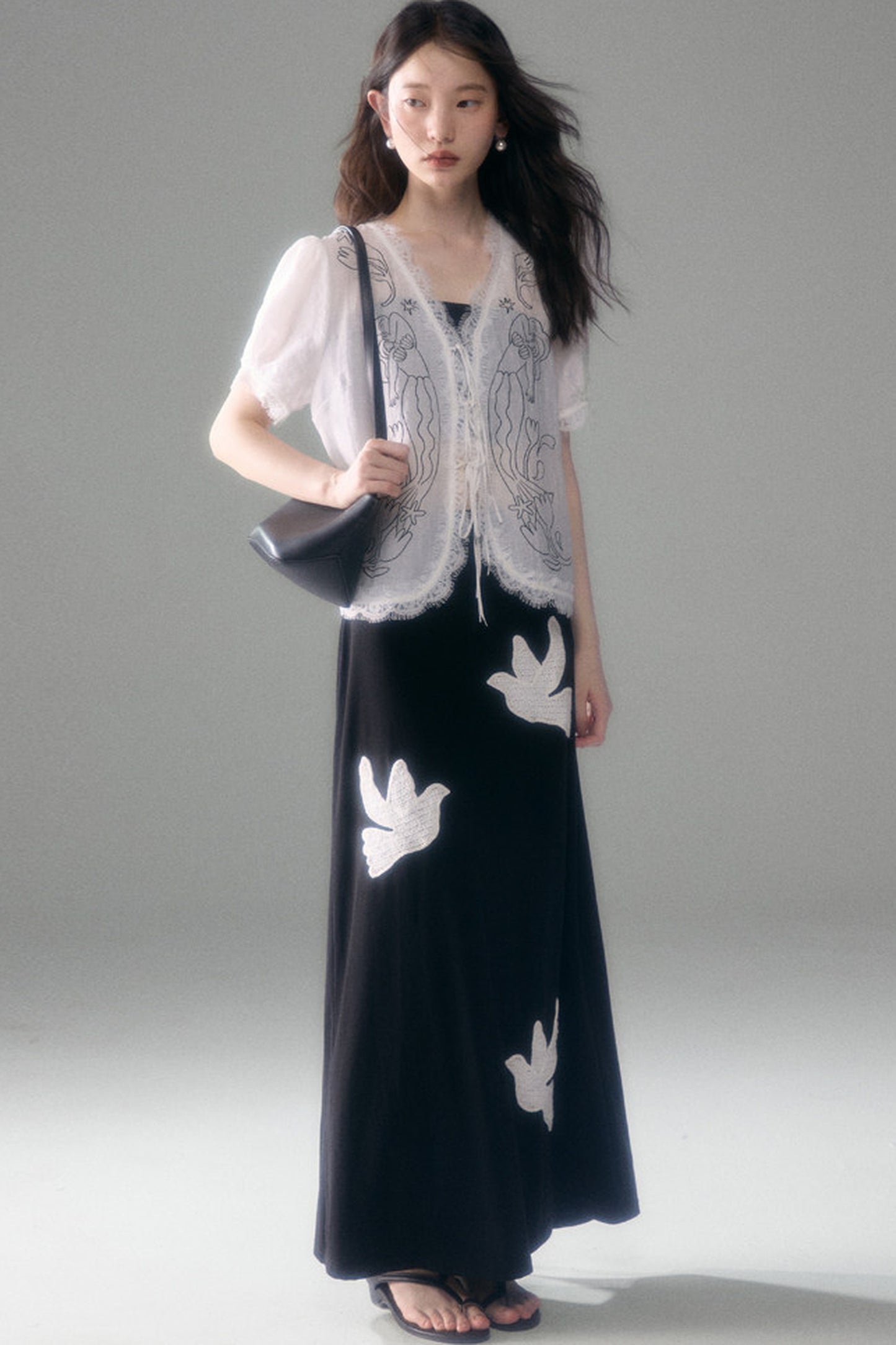 Mermaid Print Tencel Linen Short-Sleeve Shirt