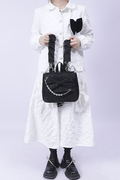 Silver Bow Crossbody Backpack