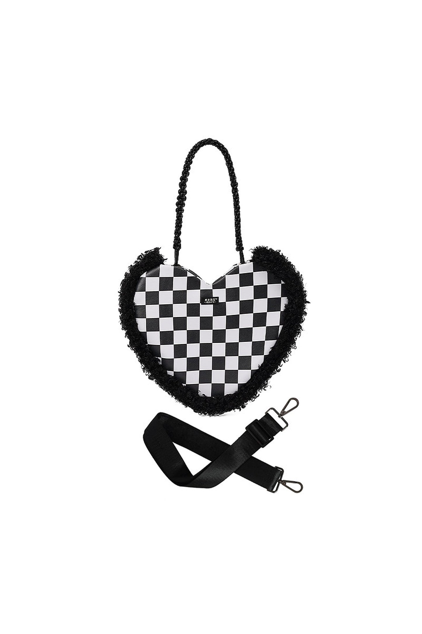 Sac bandoulière sous le bras tissé moelleux en forme de cœur
