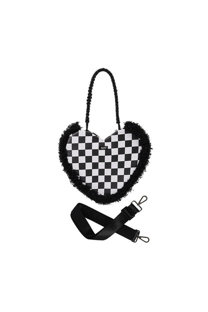 Sac bandoulière sous le bras tissé moelleux en forme de cœur