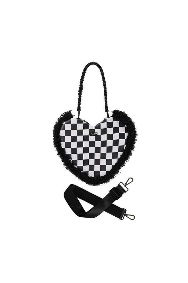 Heart Plush Woven Underarm Crossbody Bag