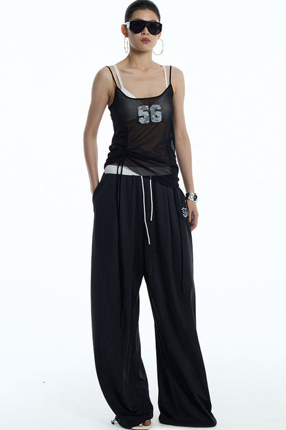 Black White Color-Block Sports Pants