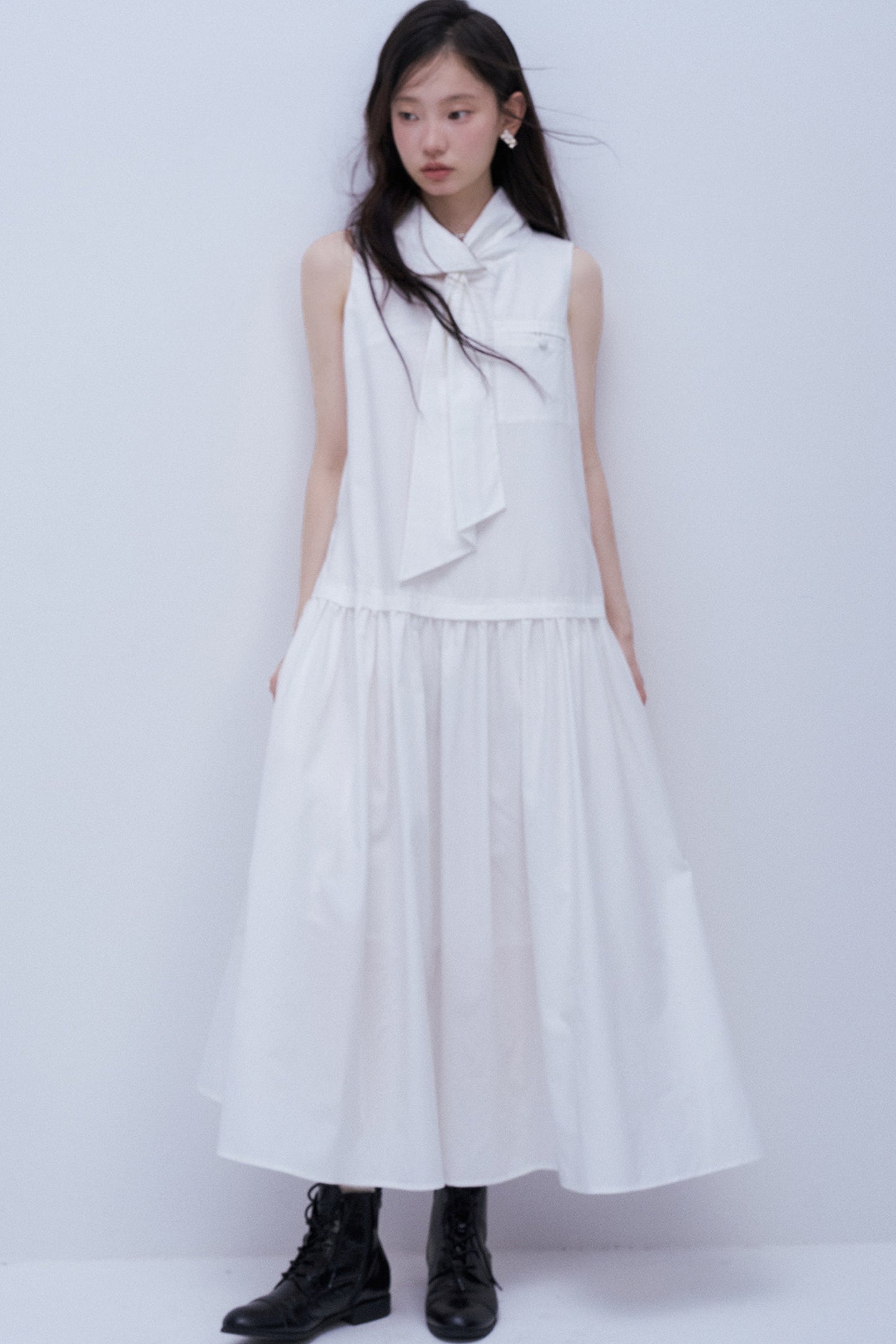 Weißes Kleid aus Tencel-Baumwollmischung