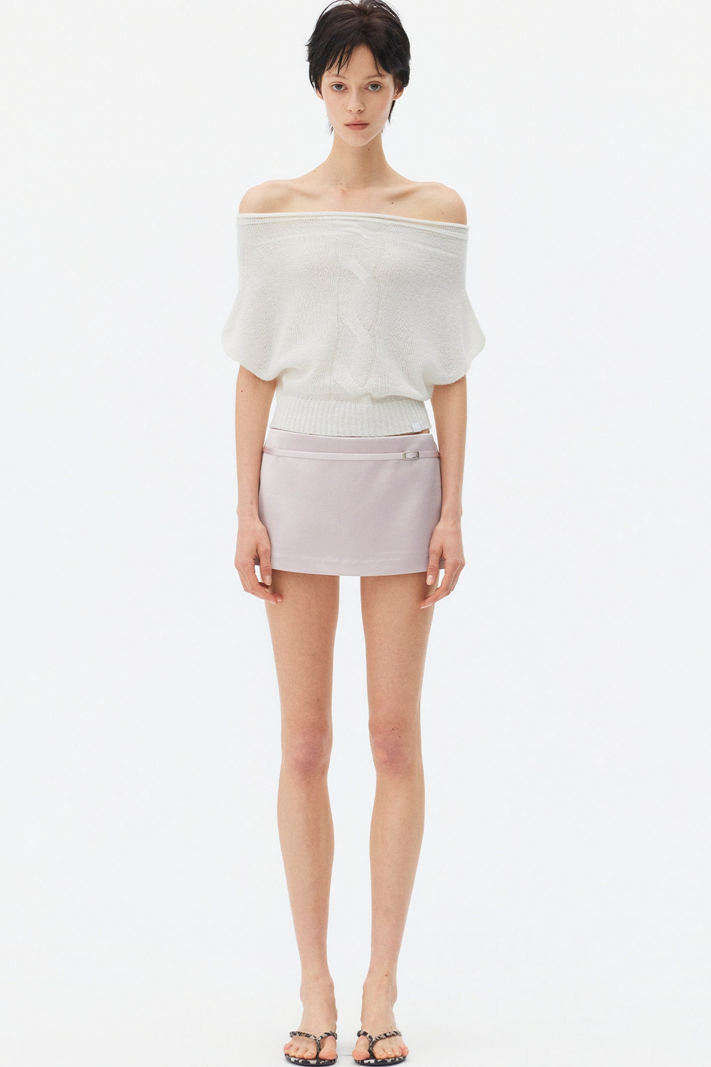 Wool Mohair Off-Shoulder Top