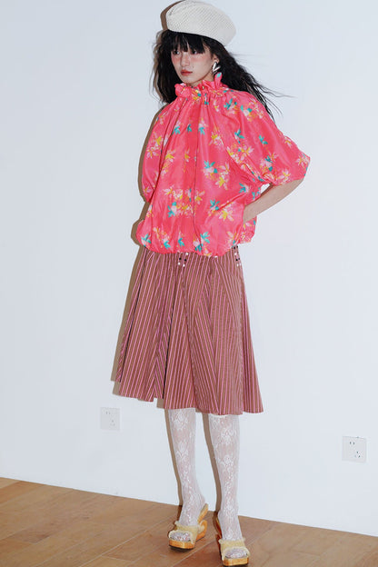 Retro Striped A-Line Skirt