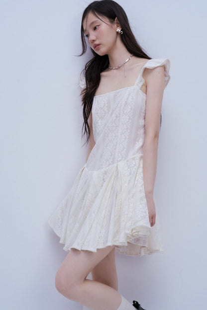 Heavy Layered Pleated Lace Jacquard Dress