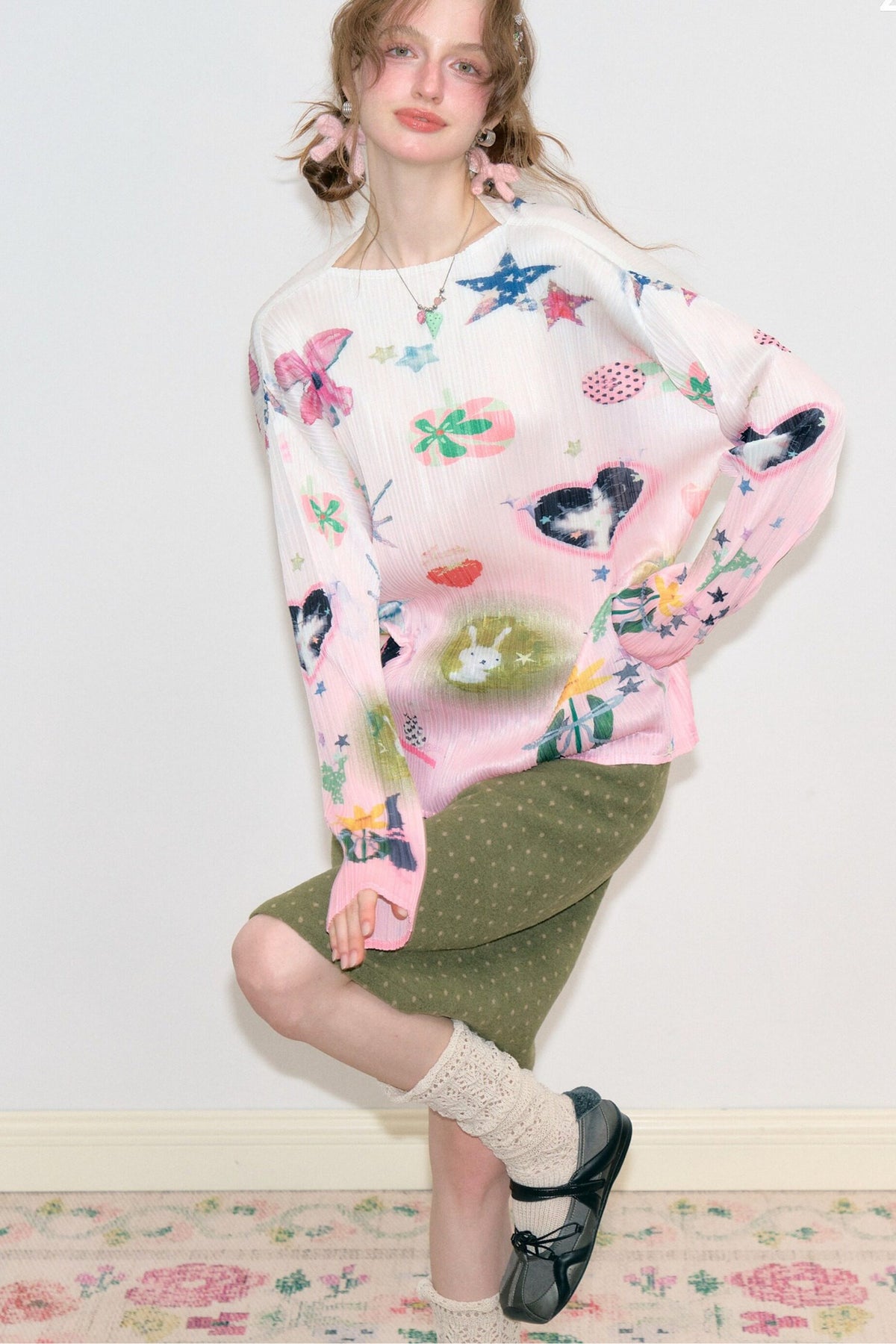 Pink Playful Print Long Sleeve T-Shirt