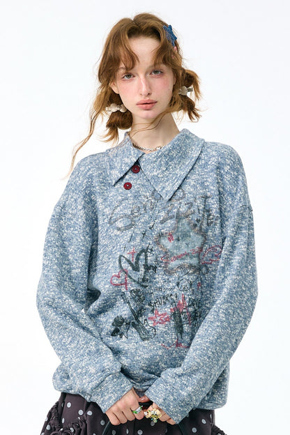 Slant Neck Jacquard Sweater