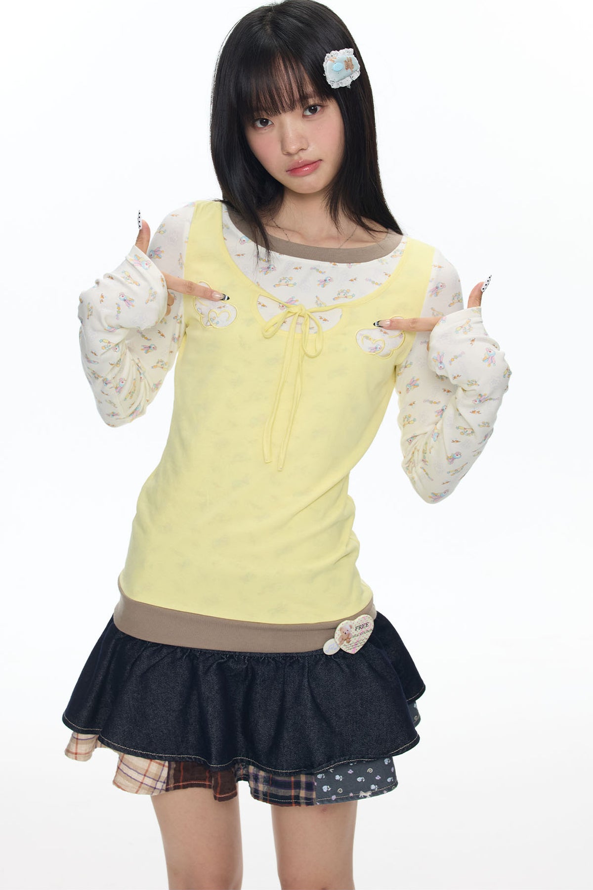 Embroidery Layered-Look Top