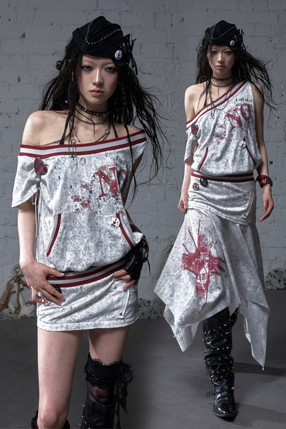 Distressed Punk Sleeveless Dress