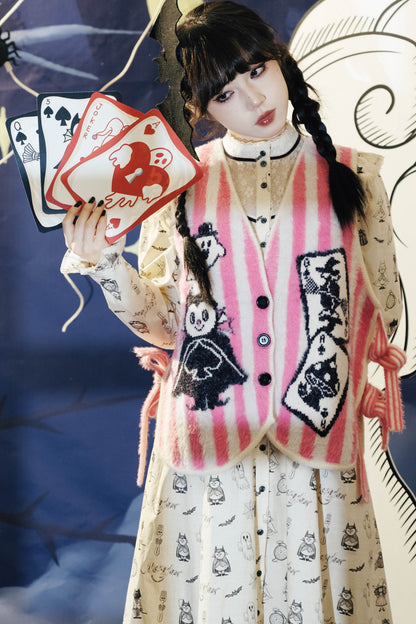 Dracula Poker rosa-weiß gestreifte Weste