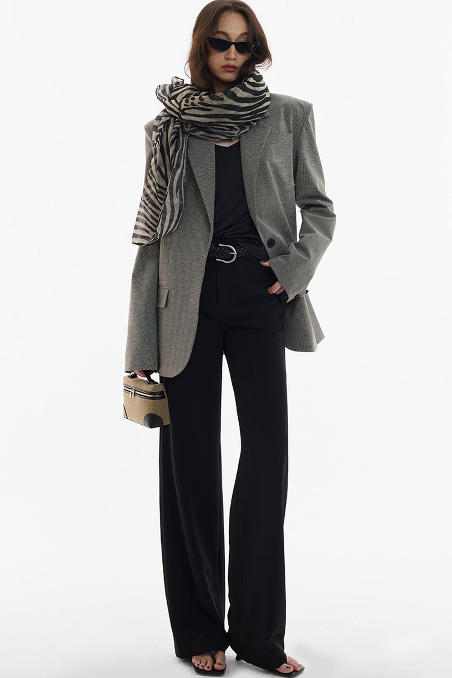Straight-Leg Floor-Length Suit Pants