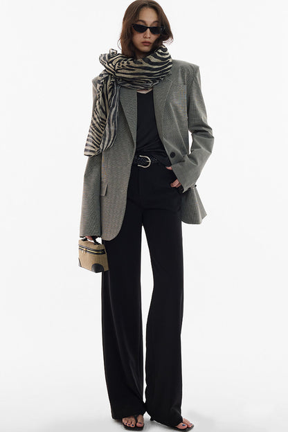 Straight-Leg Floor-Length Suit Pants
