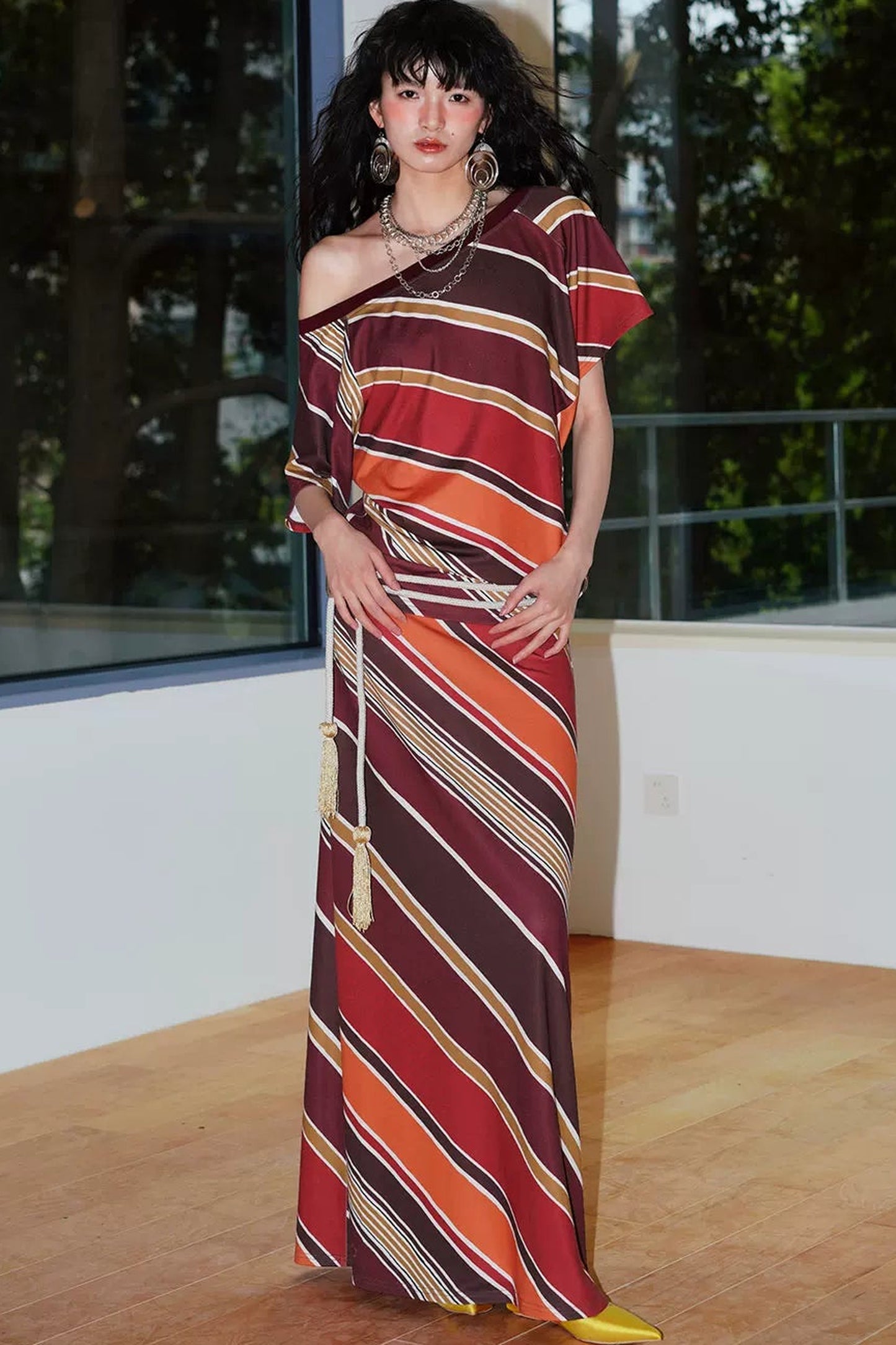 Color-Block Off-Shoulder Dress