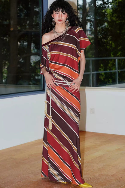 Color-Block Off-Shoulder Dress