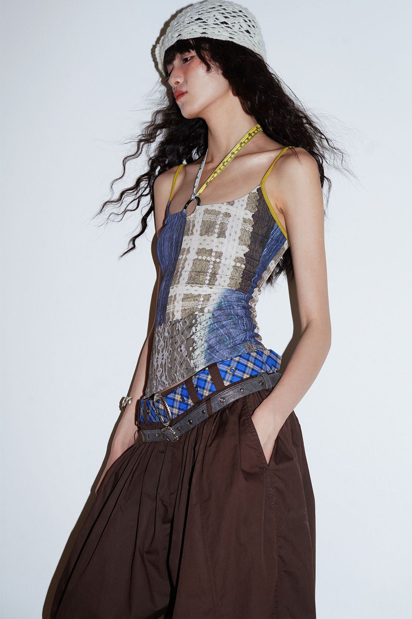 Retro Print Halter Camisole Top