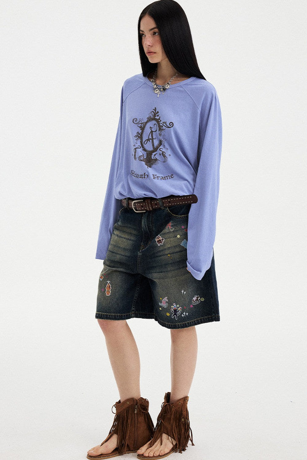 Retro Magic Mirror Patch Embroidery Tee