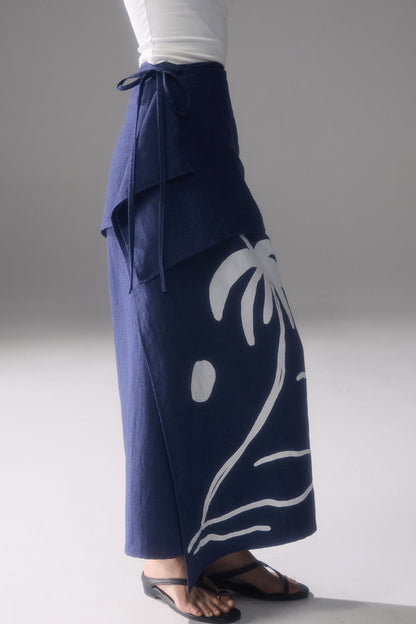 Palm Sunset Print Skirt