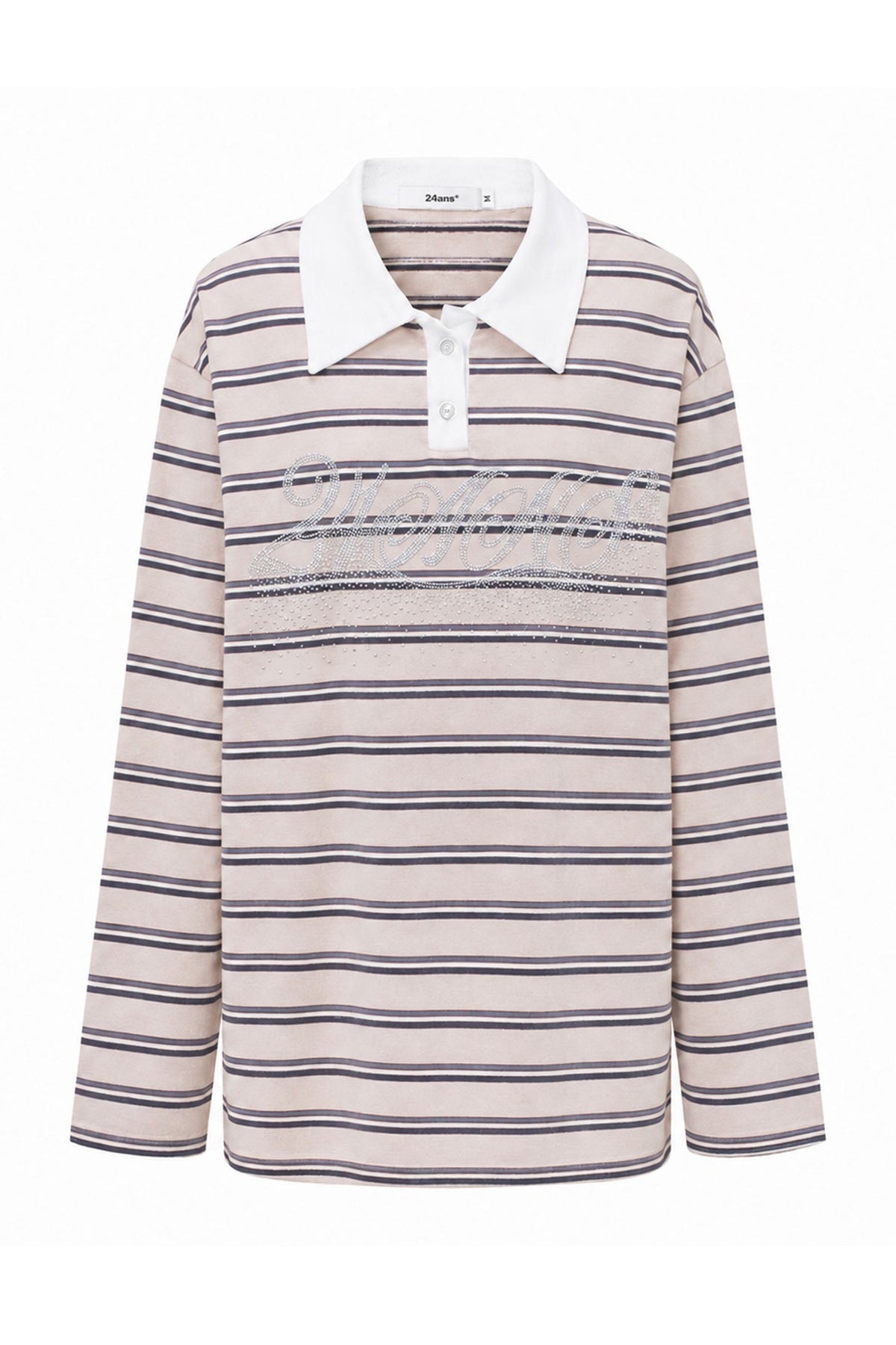 Color-Blocked Striped Rhinestone T-Shirt