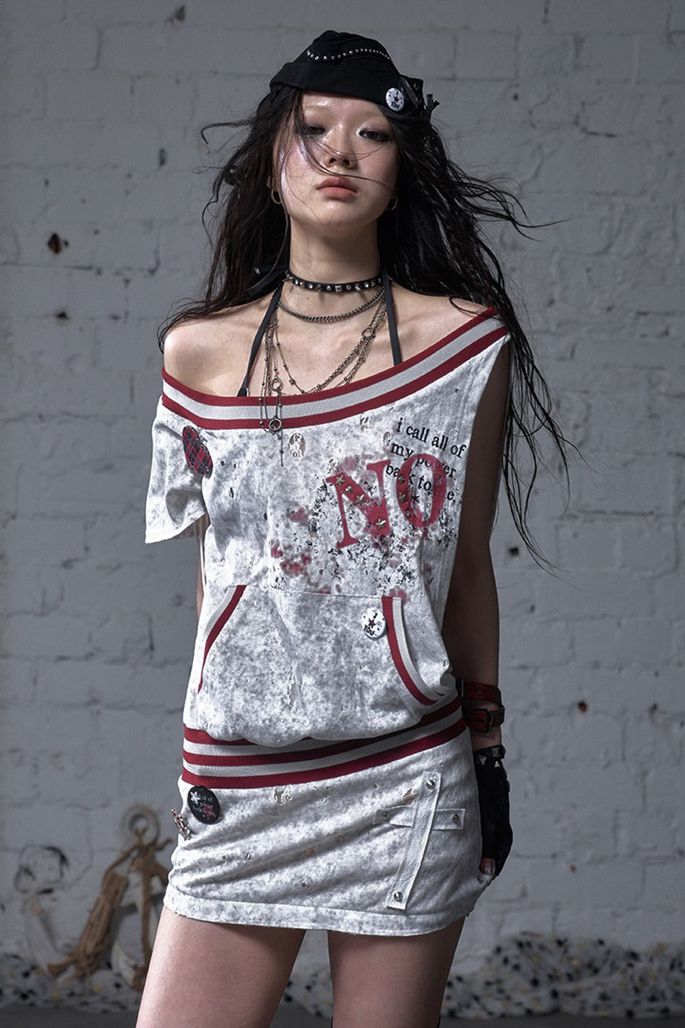 Distressed Punk Sleeveless Dress