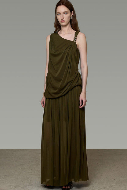 Sleeveless Top with Drapey Skirt Set-Up