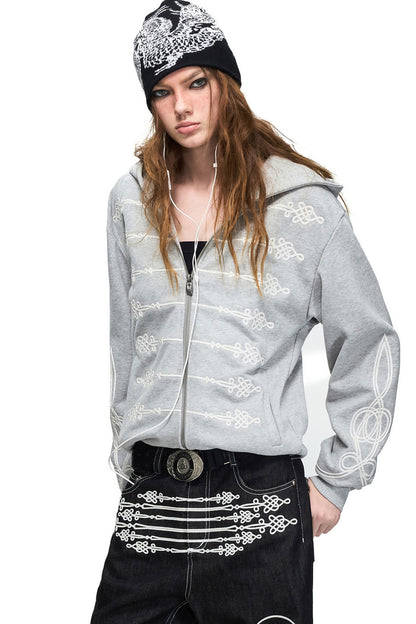 Vintage-Napoleon-Kapuzenjacke mit Reißverschluss