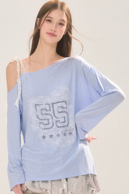 Asymmetrical Lace Shoulder Top