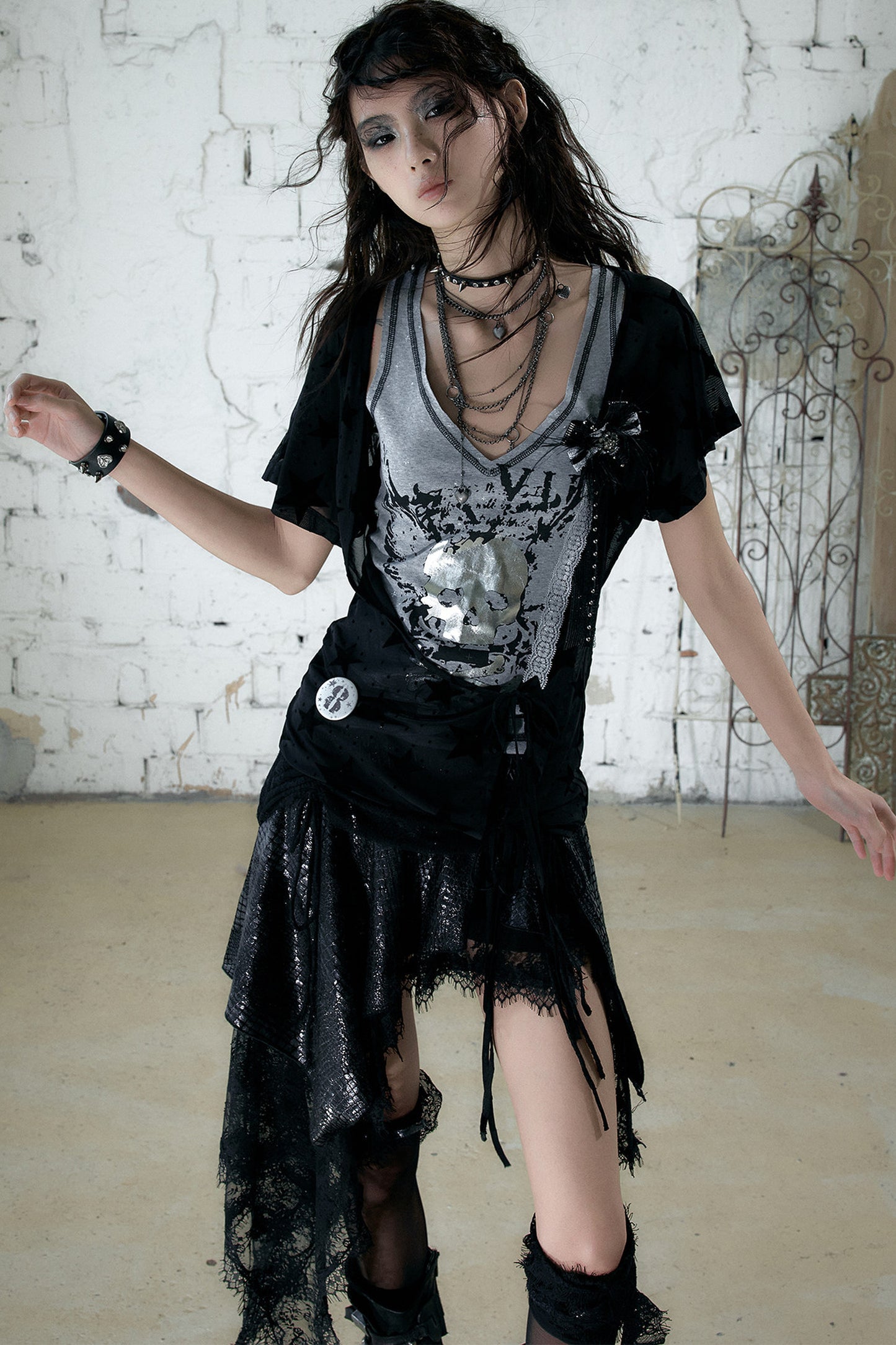 Vintage Asymmetrical Printed Top