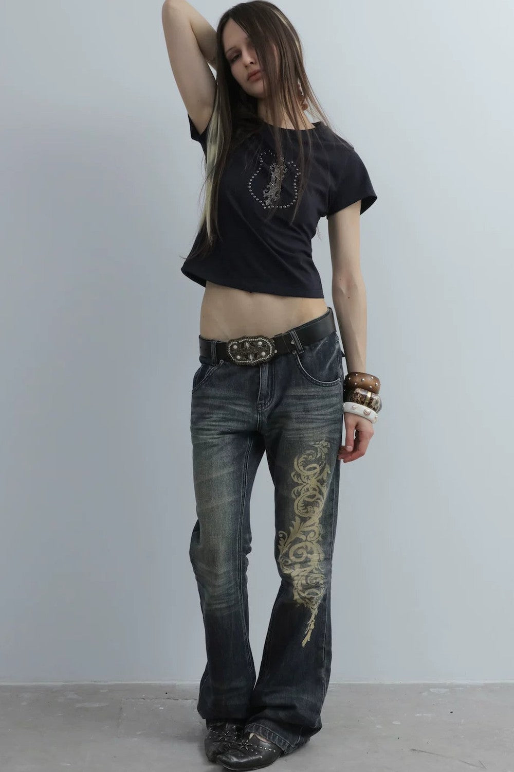 Y2K Rhinestone Cropped T-Shirt