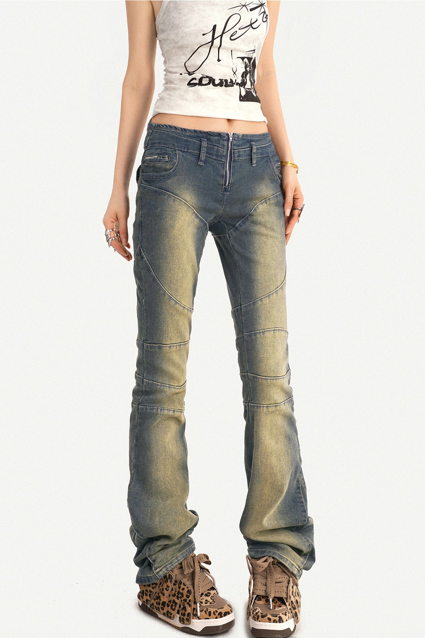 Retro Flared Denim Pants
