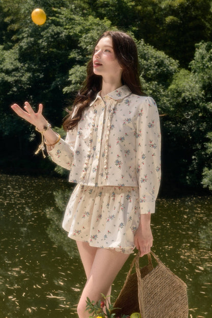 Floral Print Shirt and Culottes Set-Up