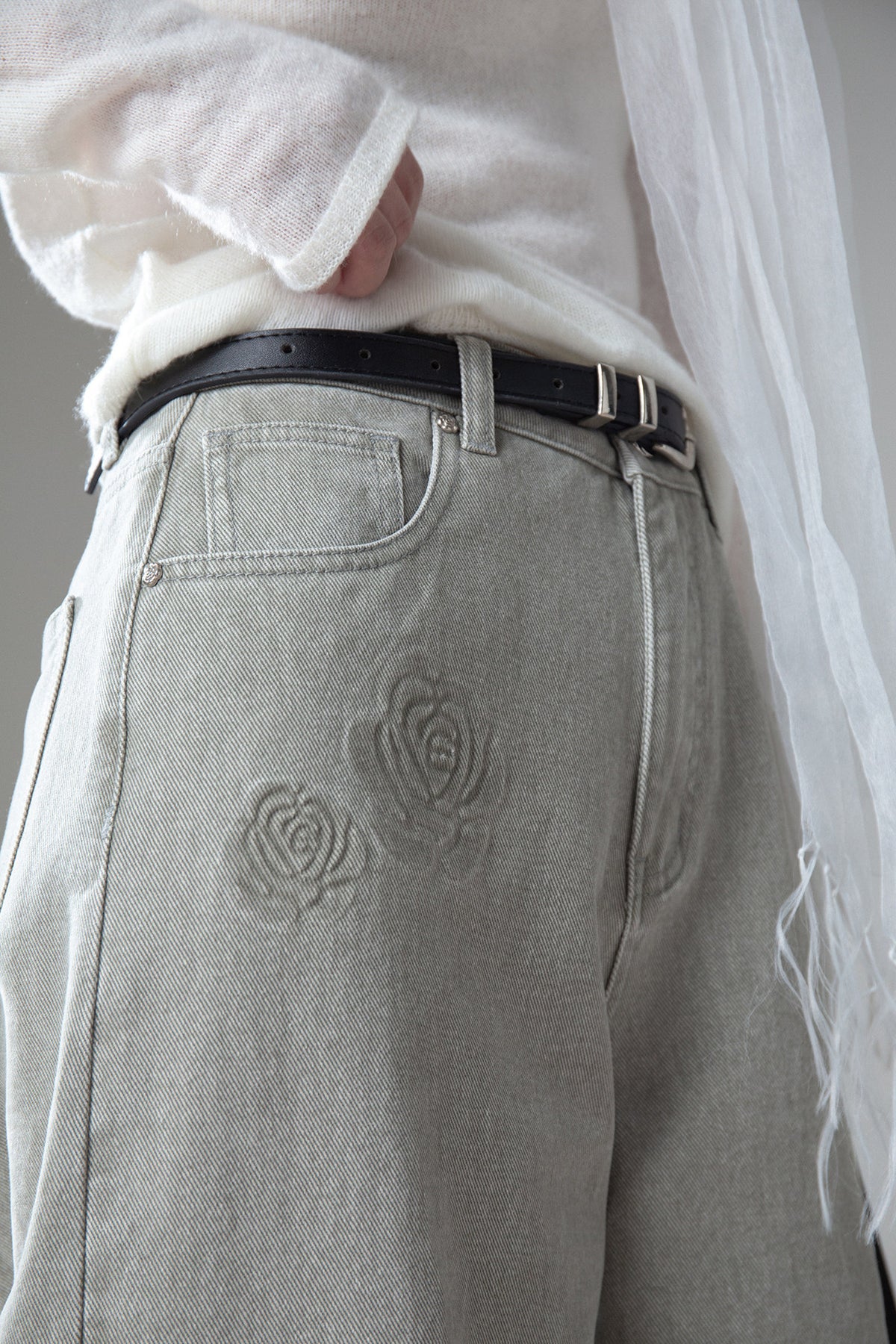 Washed Green Rose Jeans