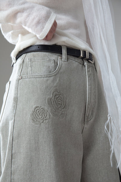 Washed Green Rose Jeans