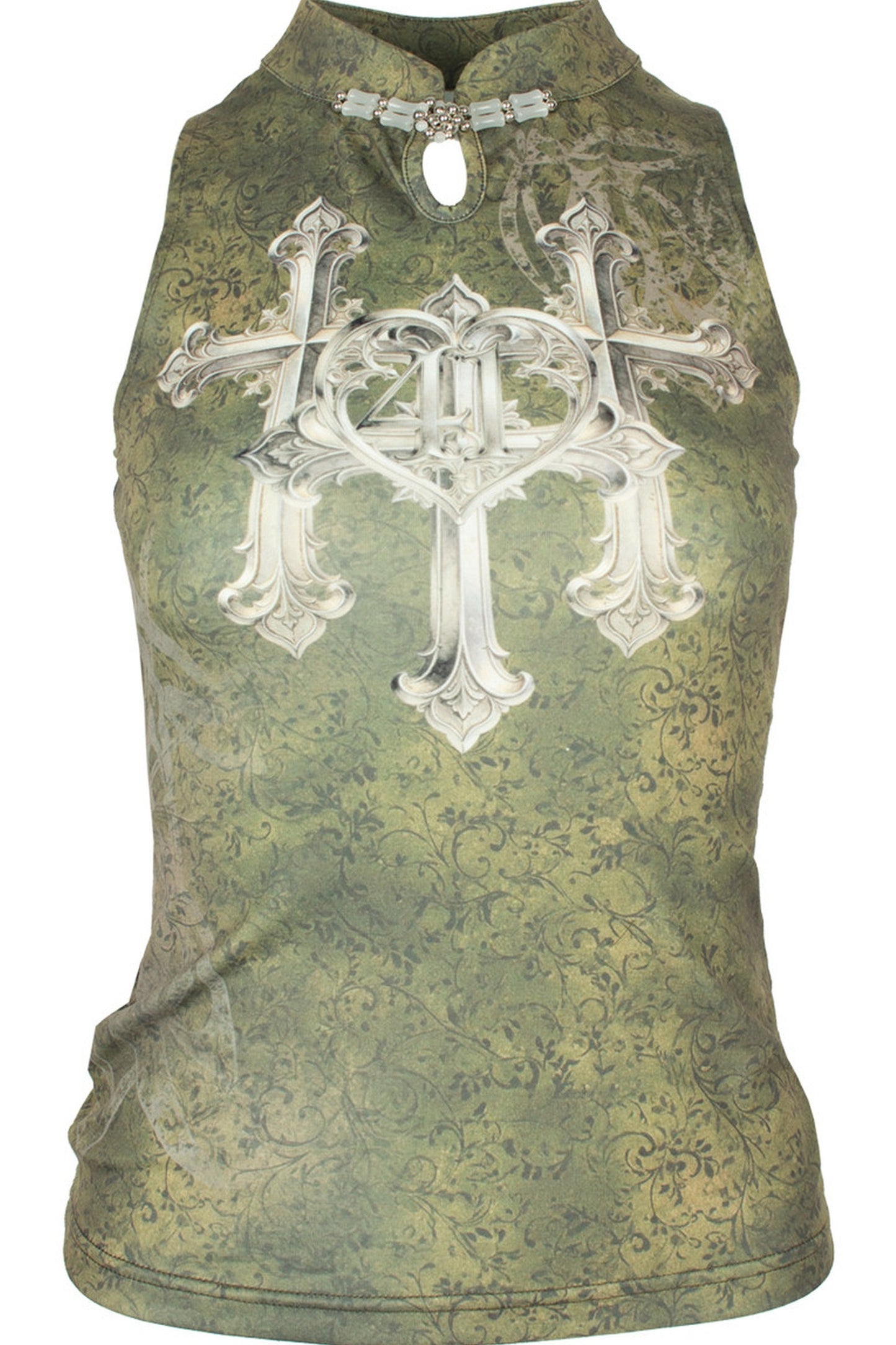 Triple Cross Qipao Collar Sleeveless Top