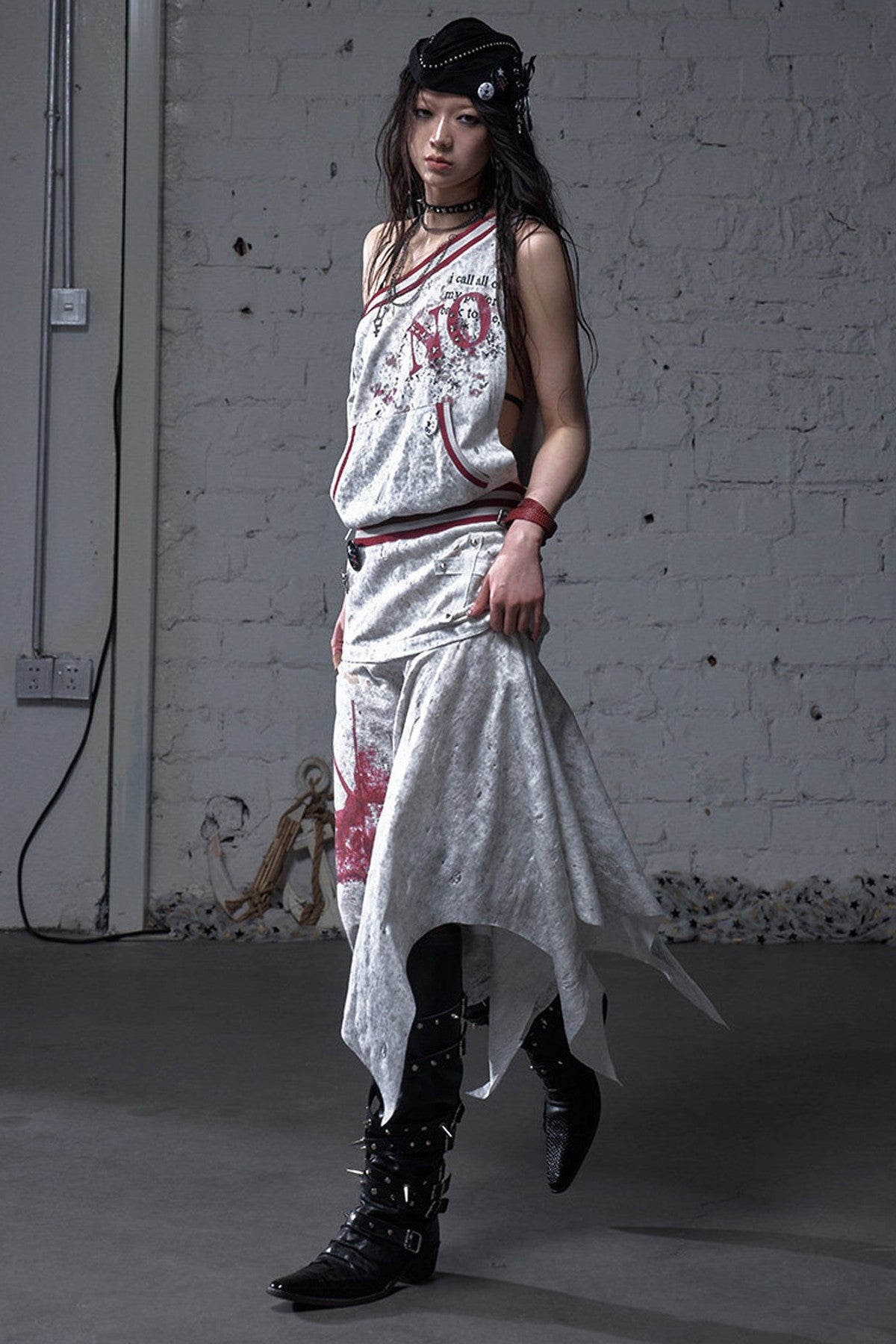 Distressed Punk Sleeveless Dress