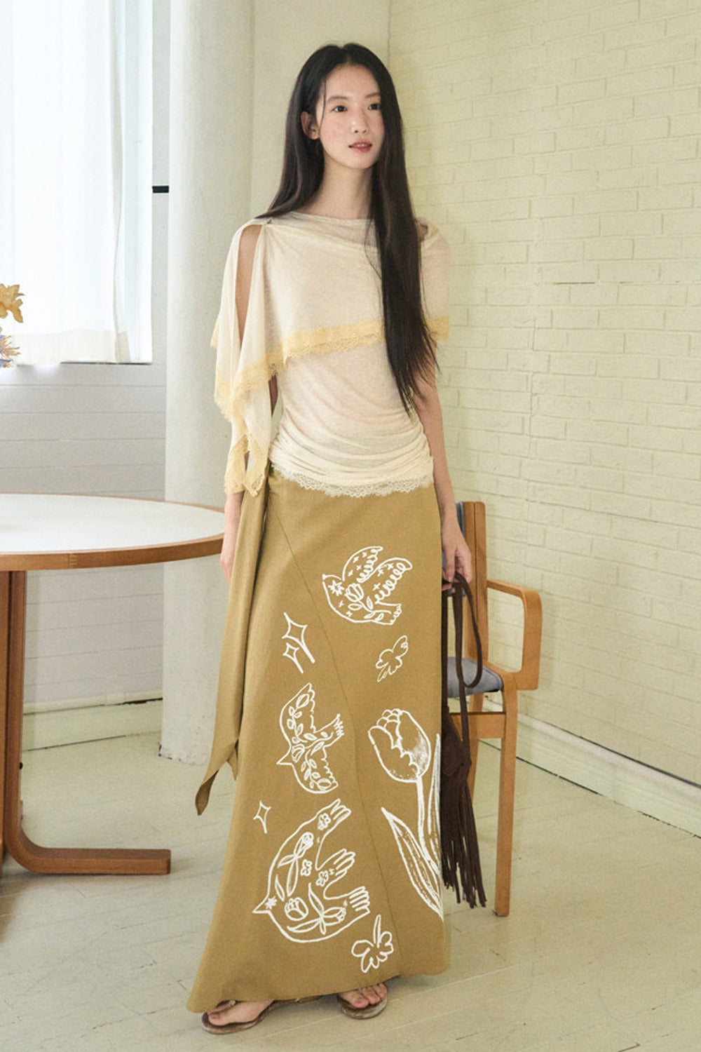 Tencel Linen Shawl Blouse Set