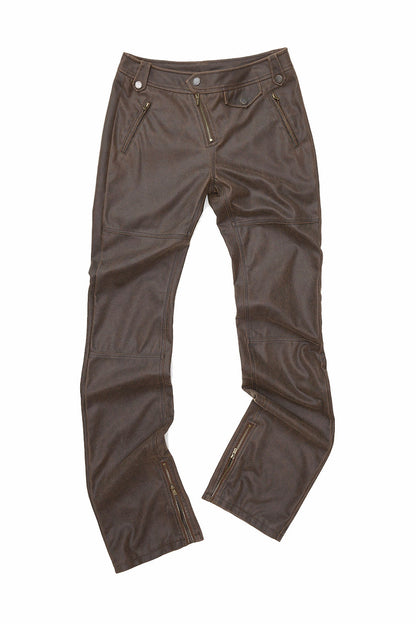 Slim-Fit Micro-Flared Leather Pants