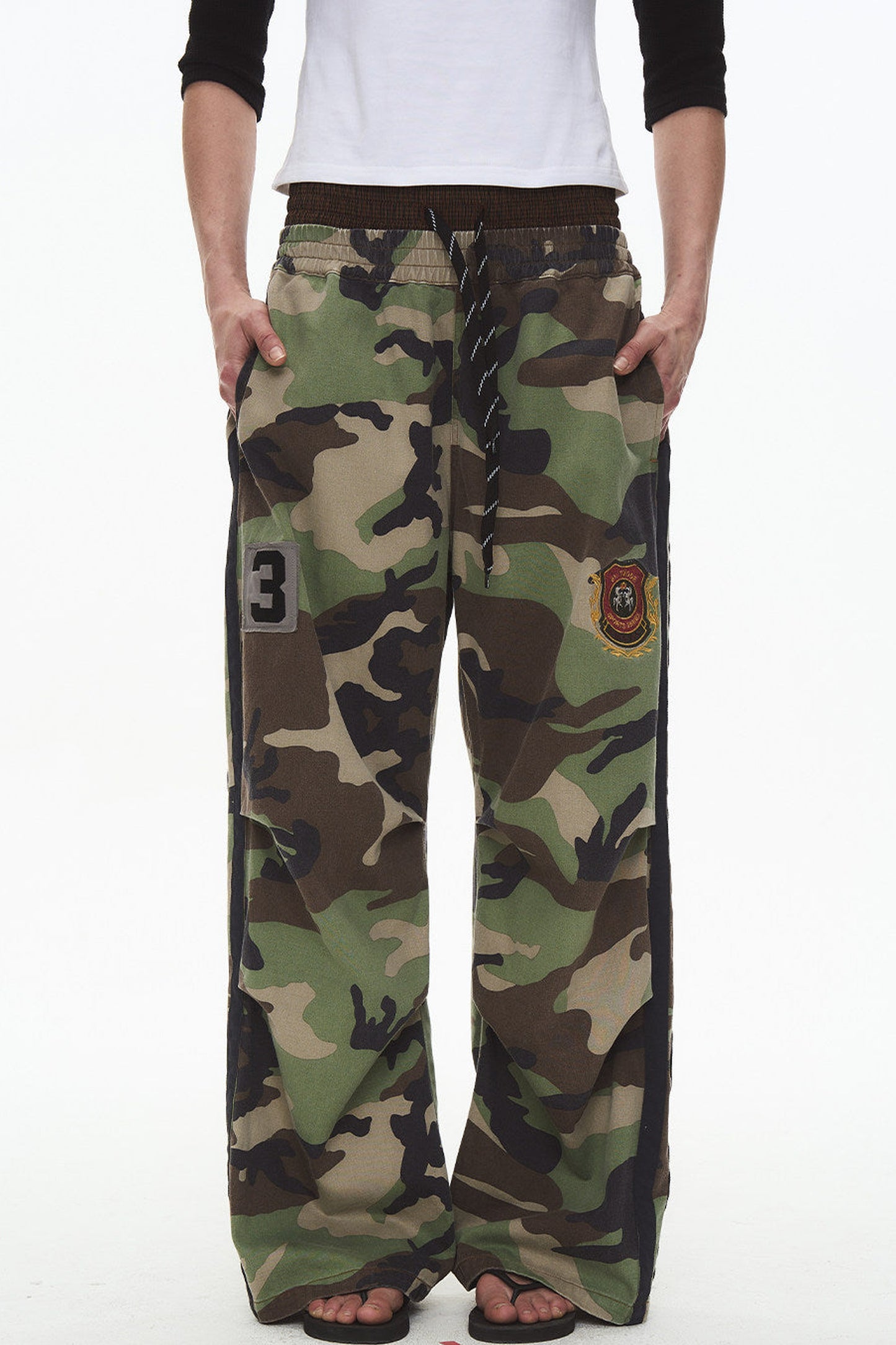 Retro Double-Waist Camouflage Pants