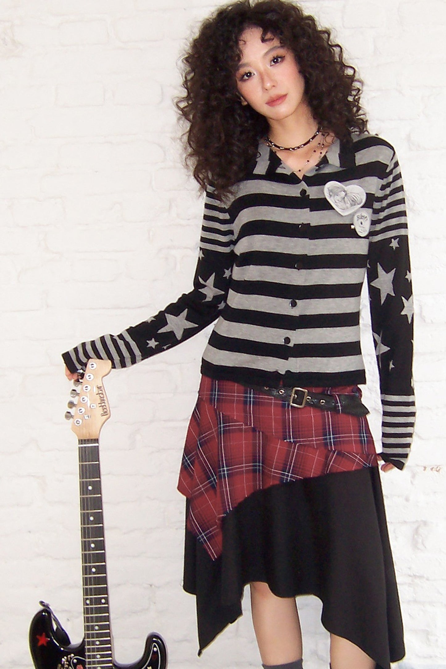 Star Knit Striped Cardigan