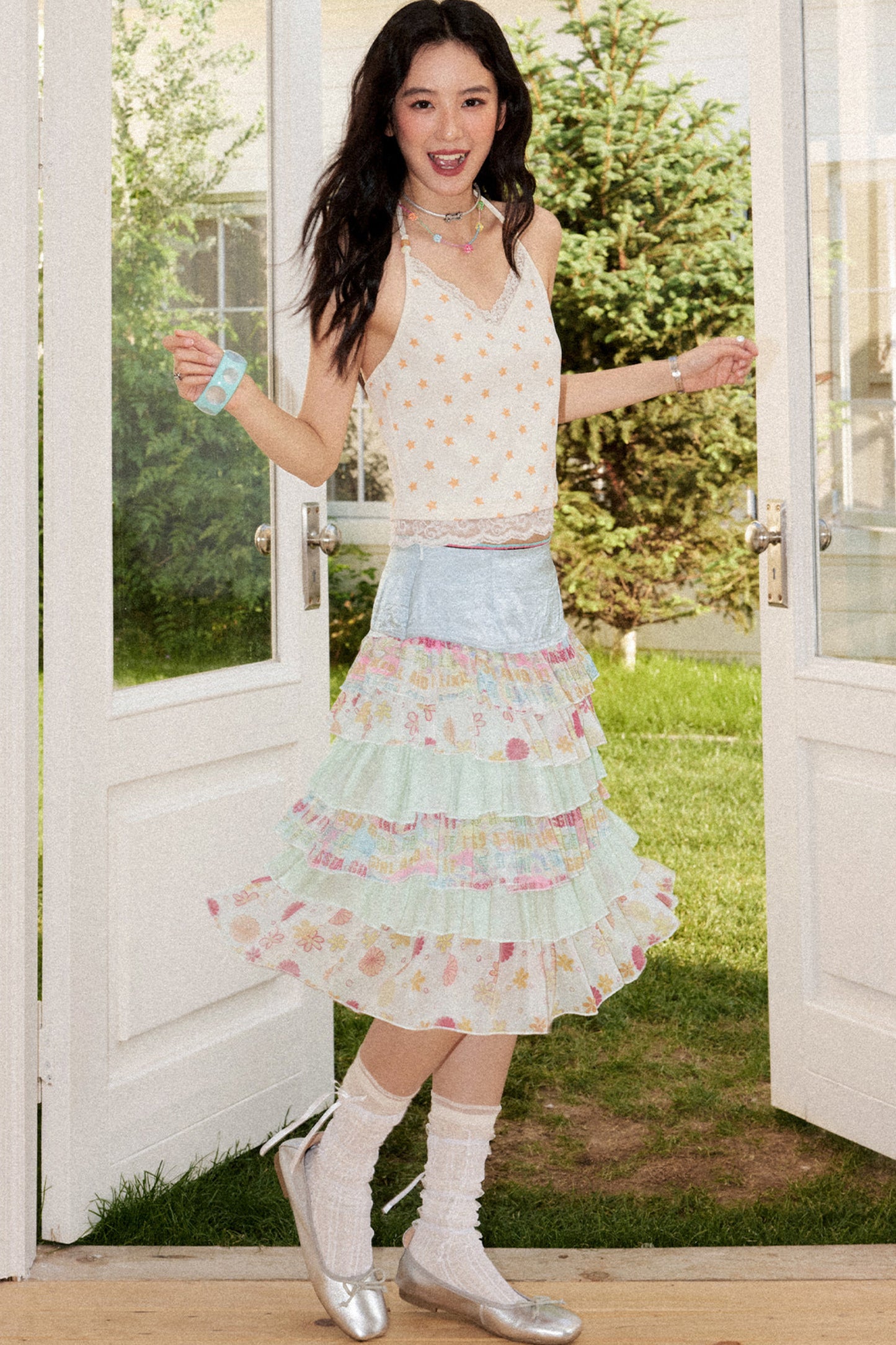 Satin Floral Cake Skirt
