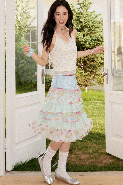 Satin Floral Cake Skirt