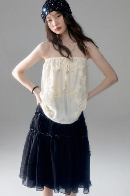 Tencel Acetate Bird Floral Top and Skirt Set-Up
