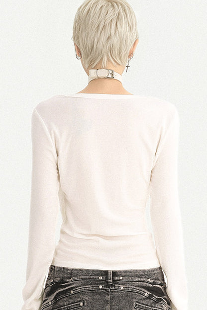 Y2K Metal Ring Letter Layered-Look T-shirt