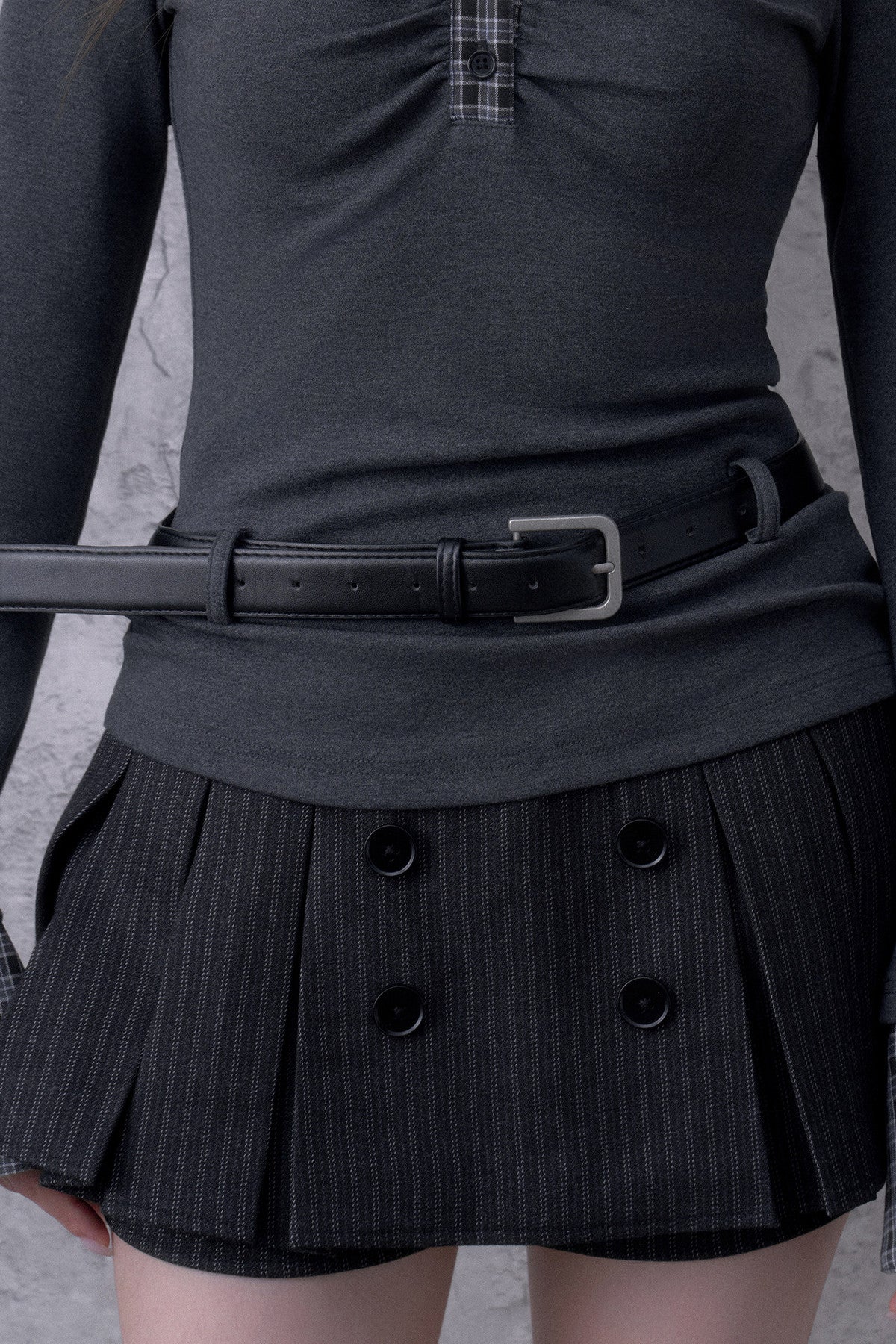 Collar Matte Silver Belt Top