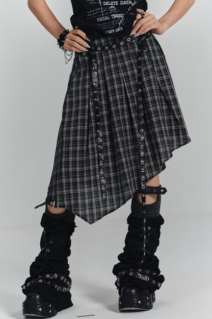 Asymmetrical A-Line Plaid Skirt