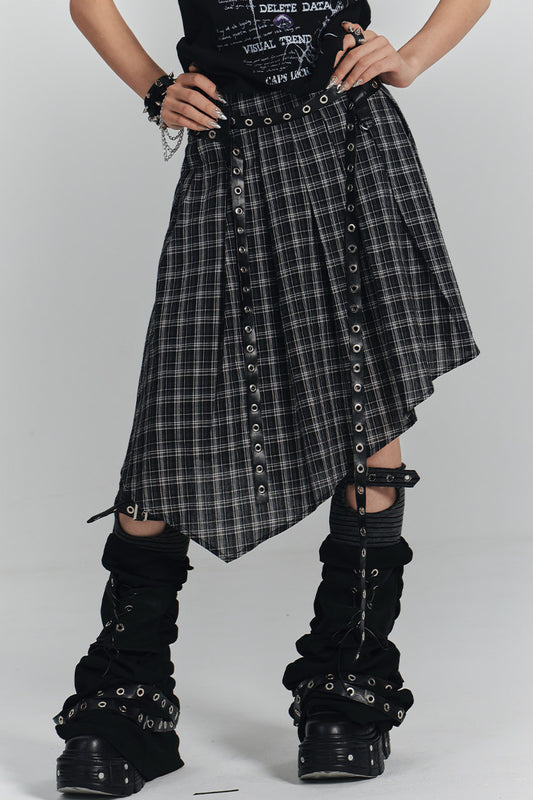 Asymmetrical A-Line Plaid Skirt