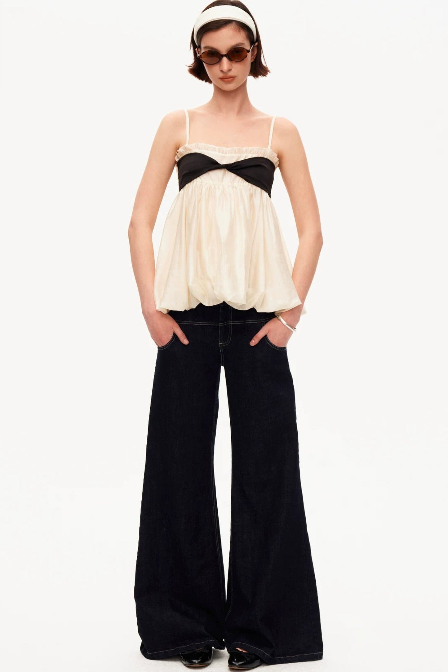 Tencel Knotted Strap Ruffle Tube Top
